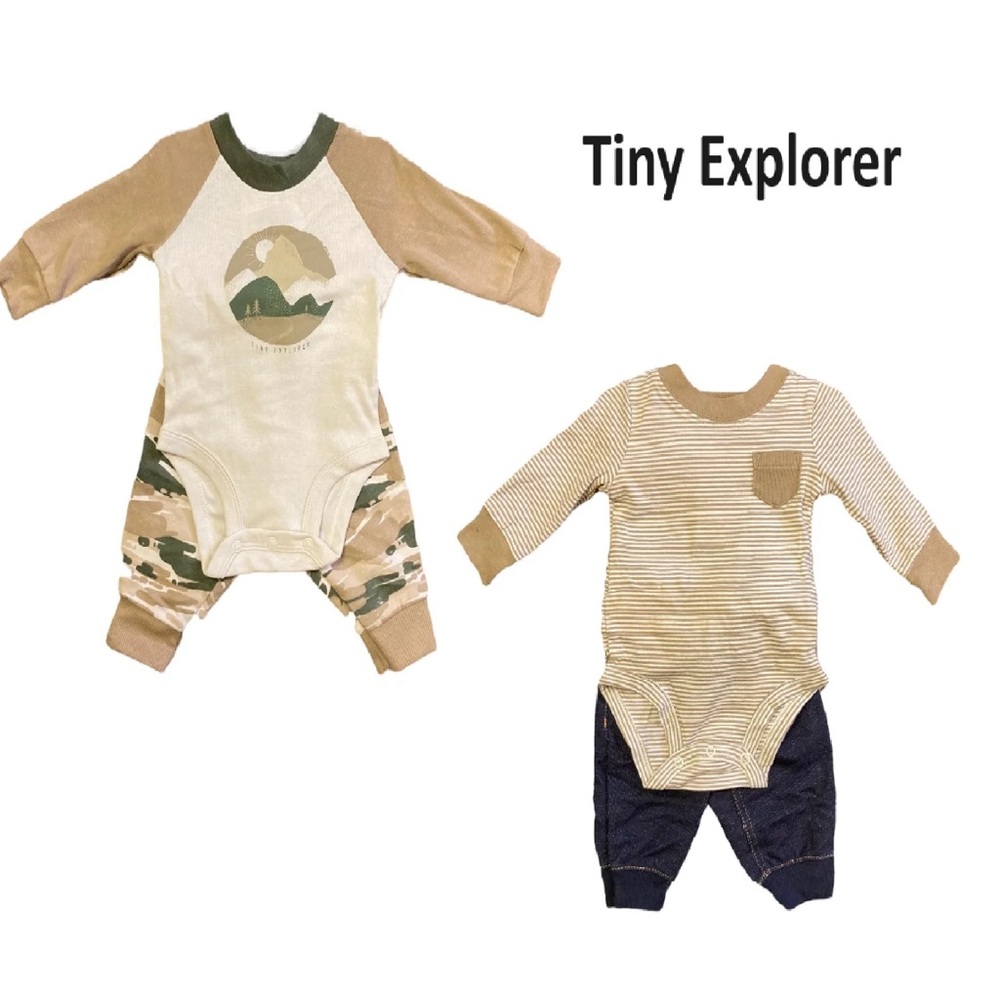 Carter's Infant/Toddler Boy's 4 Piece Long Sleeve and Pant Outfit Set Size 6-9 M - Picture 2 of 6